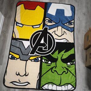 Marvel Avengers Assemble Multi Colored with Black Trim Fleece Throw